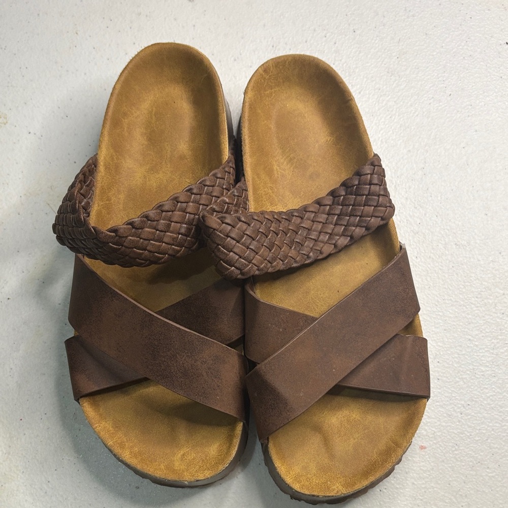 Brown Woven Strap Women's Sandals Size 6.5